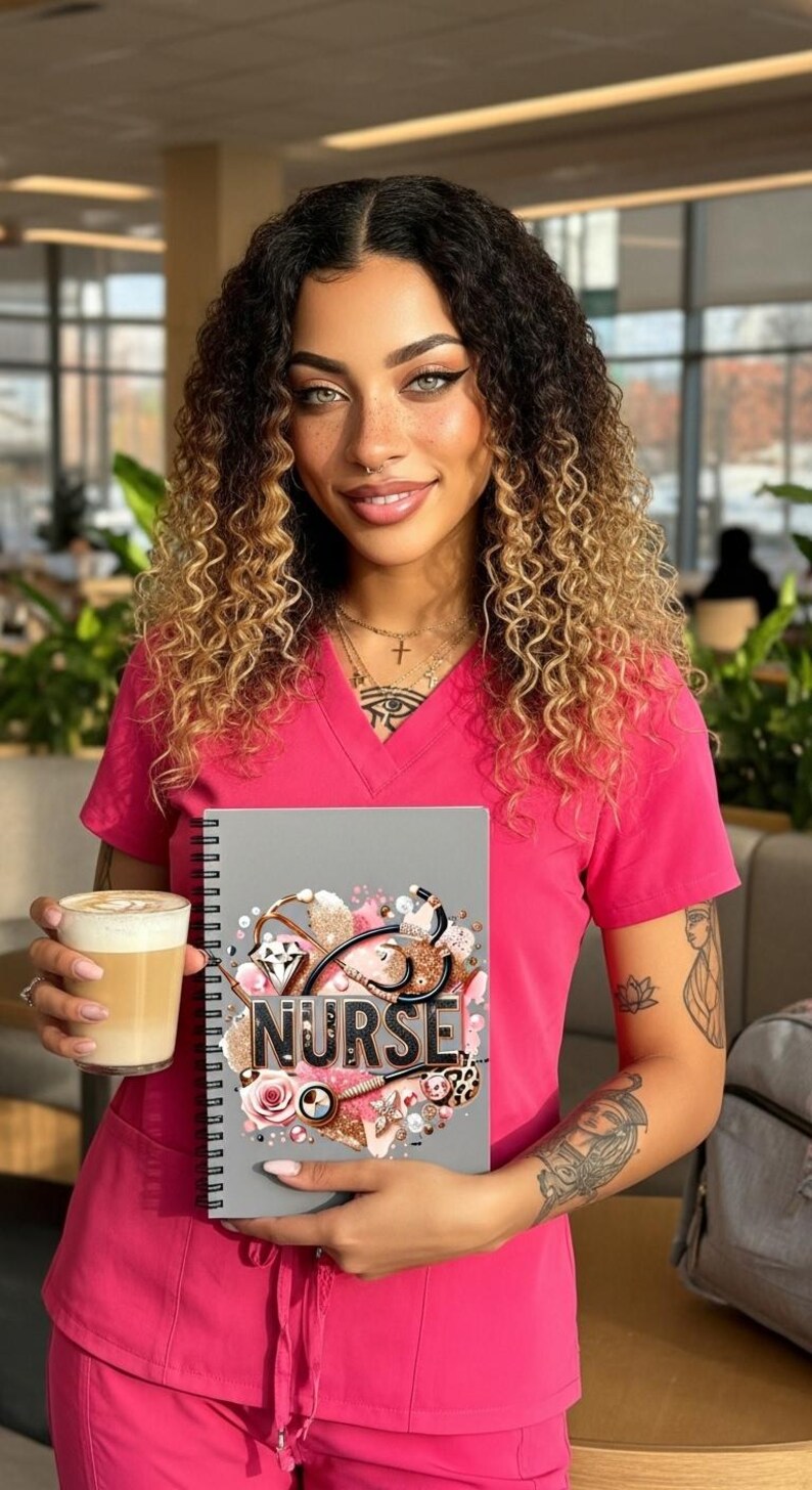 Lpn Roses Nurse Spiral Notebook | Cute Nurse Journal for Work & School | Glitter ...