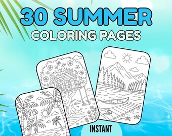 30 Sommer Malvorlagen | Strand, Camping, Garten Szenen (PDF)