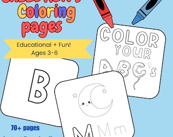 Kinder ABC Ausmalbilder | Alphabet Arbeitsblätter-Bundle (PDF)