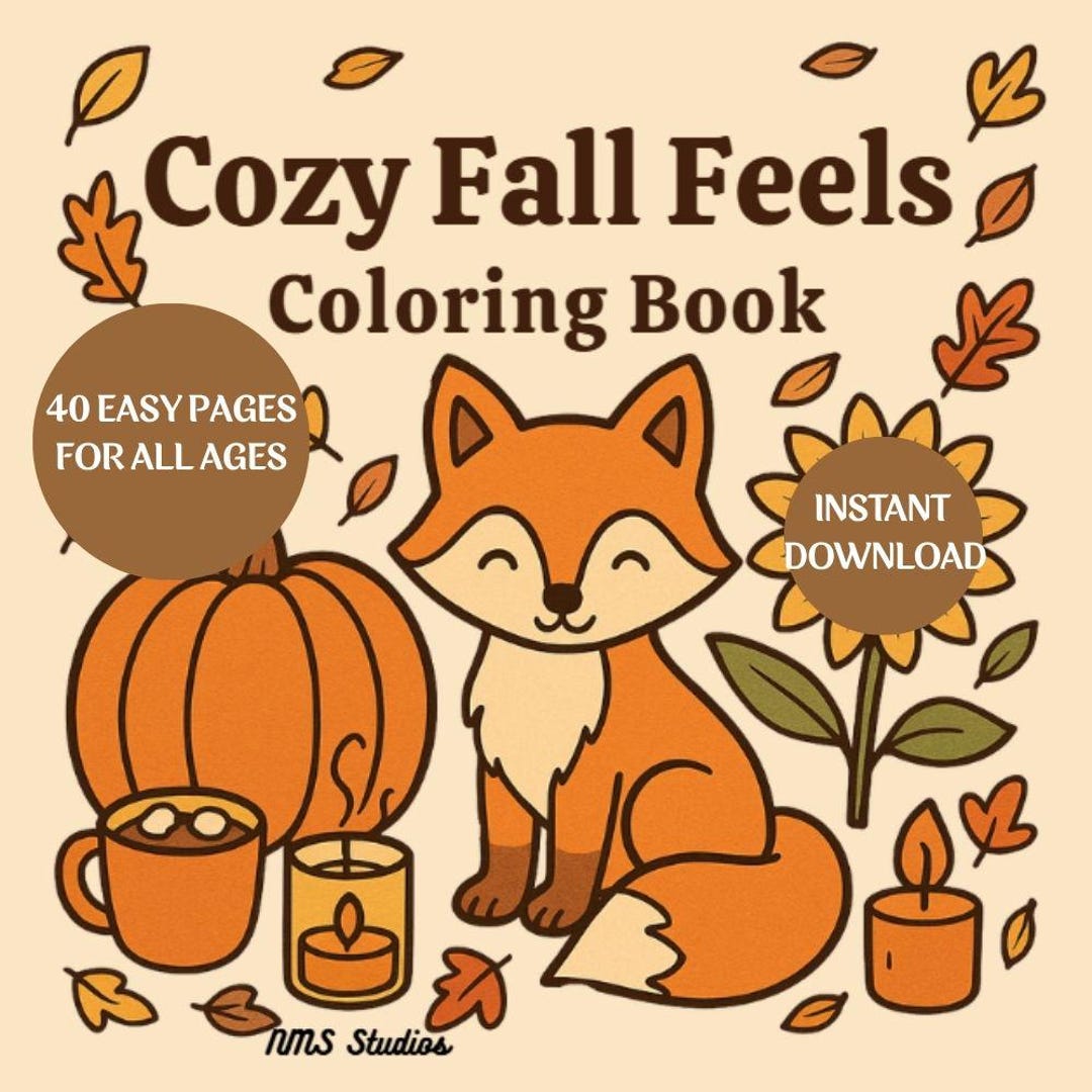 Cozy Fall Feels Coloring Pages | 40 Autumn & Harvest Scenes | Easy Bold ...