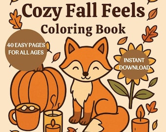 Herbst Malvorlagen | 40 Herbst Motive, gemütlich & entspannend (Digitaler Download)