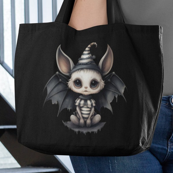 Tote Bag Baby Bat Tote Bag Creepy Cute Gothic Bats Aesthetic Cute Tote Bag Goth Bag Gothic Shoulder Bag Halloween Tote Bag Gifts for Her