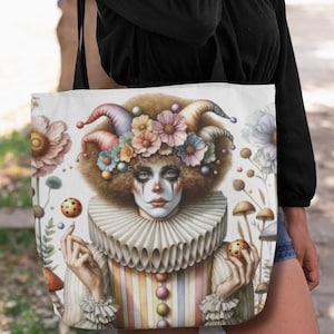 Clowncore Tote Bag Jester Core Tote Bag Aesthetic Weird Stuff Clown Aesthetic Aesthetic Tote Bag Retro Tote Bag Clown Cottagecore Mushrooms
