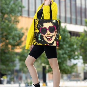 Pop Art Girl Tote Bag: Retro Comic Book Style
