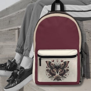 Colorblock Moth Backpack: Gothic Romantic Rose Bag