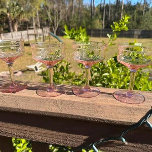 Vintage Pink Depression Champagne/Tall Sherbet Glass - Set of 4