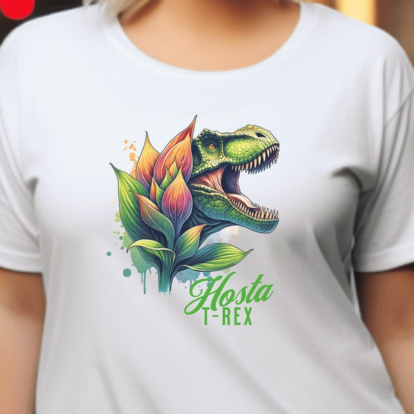 Hosta T-Rex T-Shirt, Dinosaur, Plant, Fauna, Carnivore, Unisex, Softstyle, Tee