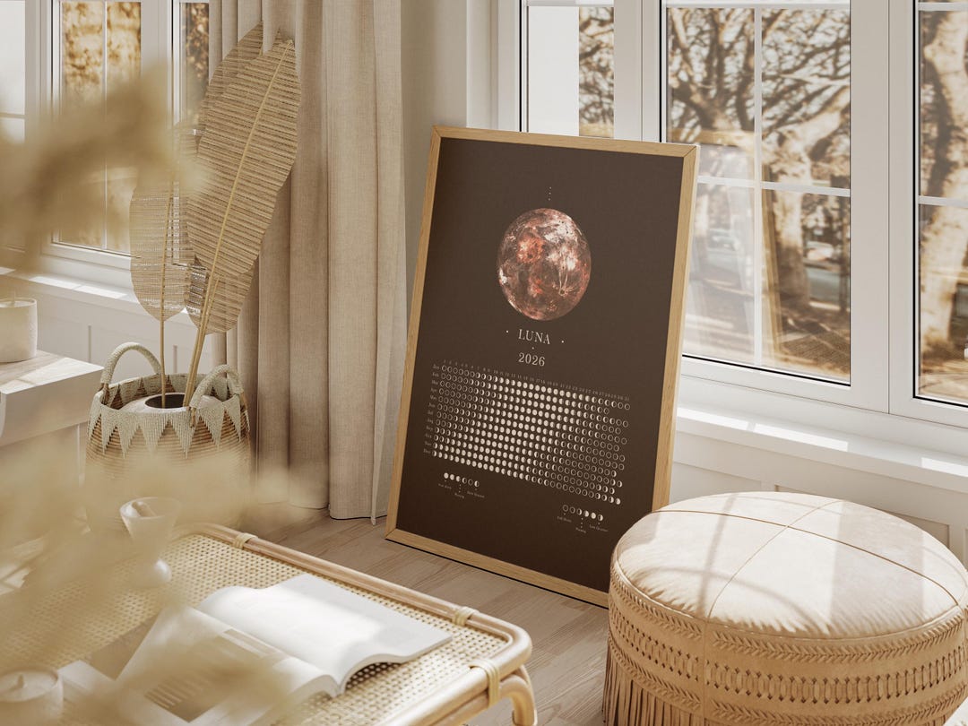 2026 Lunar Calendar Wall Art: Elegant Moon Phase Poster - Etsy