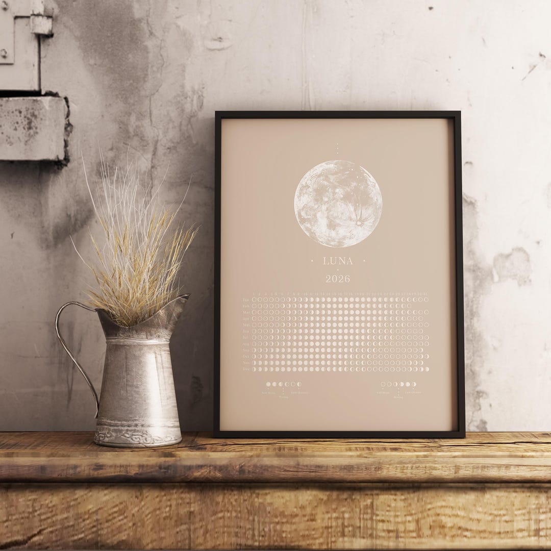 2026 Lunar Calendar Art Print: Moon Phase Celestial Wall Decor - Etsy UK