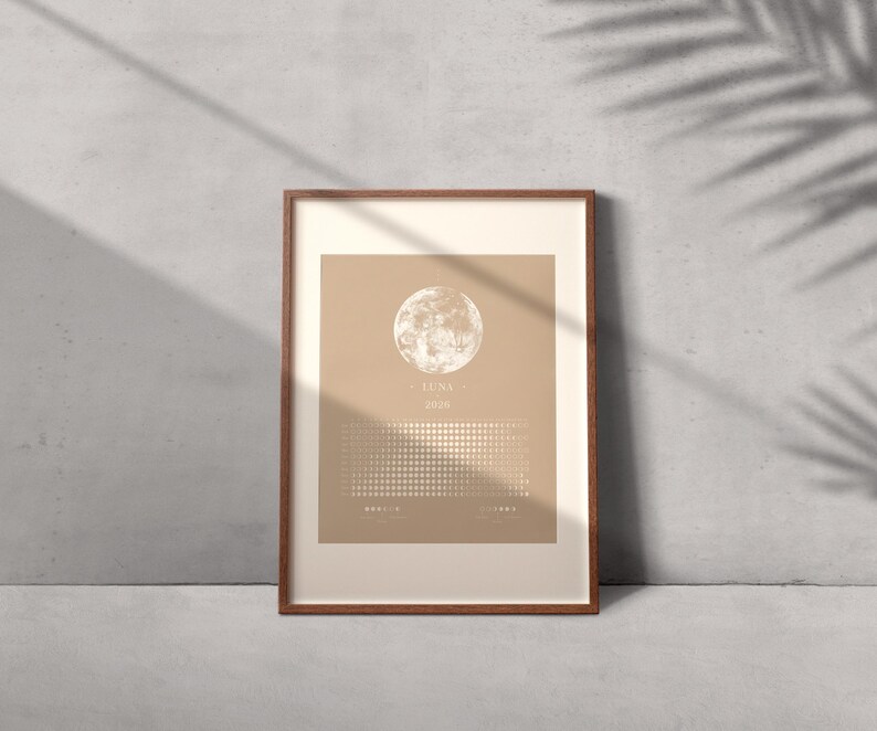 2026 Lunar Calendar Art Print: Moon Phase Celestial Wall Decor - Etsy UK