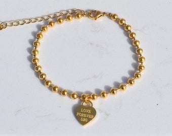 Bracelet breloque coeur, pas cher, couleur or, acier inoxydable