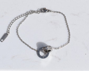 Bracelet femme tendance, couleur argent, acier inoxydable, pas cher