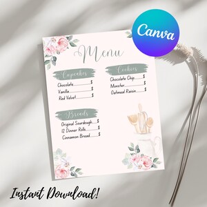 Editable Floral Menu