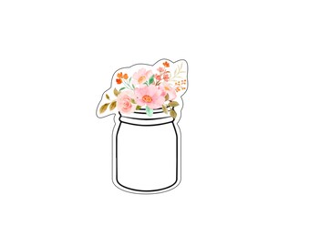 Mason jar with flowers cookie cutter