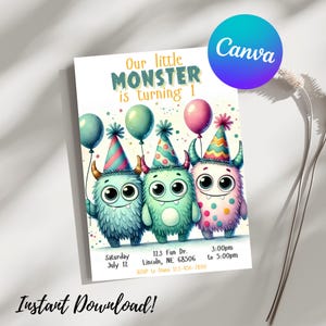 Editable Monster Party Invitation - Our Little Monster invitation