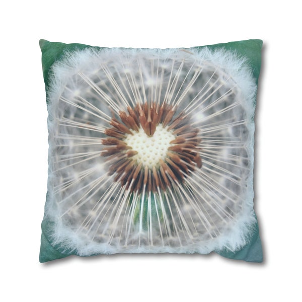 Pillow Case, Dandelion Heart, Nature Photography, Square, Home Decor