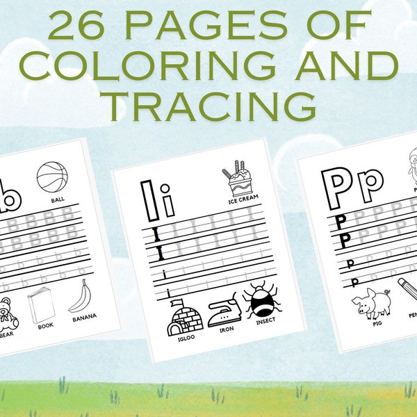 Printable Tracing and Coloring for 26 alphabets | Great for Preschools and Seniors