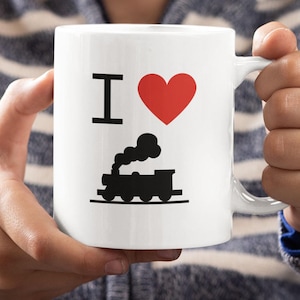 I Love Trains mug | Train Lover Railway Enthusiast gift | Trainspotter Funny Train Personalised mug | Choo Choo Steam Train Locomotive