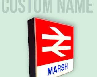 Personalised British Rail Station Sign, LED Totem Light Box