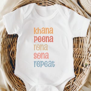 Eat Play Sleep Repeat Baby Onesie Bodysuit Funny Sayings Hindi Gujrati South Asian Baby Gift Funny Baby Shower Gift