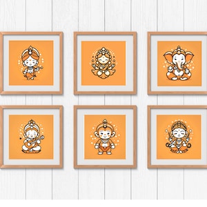 Nursery Hindu God Wall Art South Asian Children Art Hindu God Wall Art Ganesh Lakshmi Laxmi Durga Saraswati Hanuman Devi Baby Room Wall Art