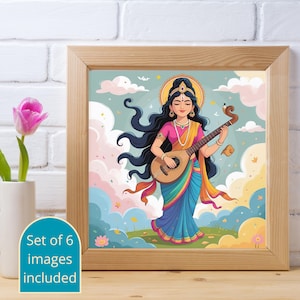 Nursery Hindu God Wall Art South Asian Children Art Hindu God Wall Art Ganesh Lakshmi Laxmi Durga Saraswati Hanuman Devi Baby Room Wall Art