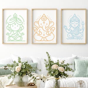 Nursery Hindu God Wall Art South Asian Children Art Hindu God Wall Art Modern Ganesh Lakshmi Laxmi Durga Saraswati Hanuman Devi Baby Room