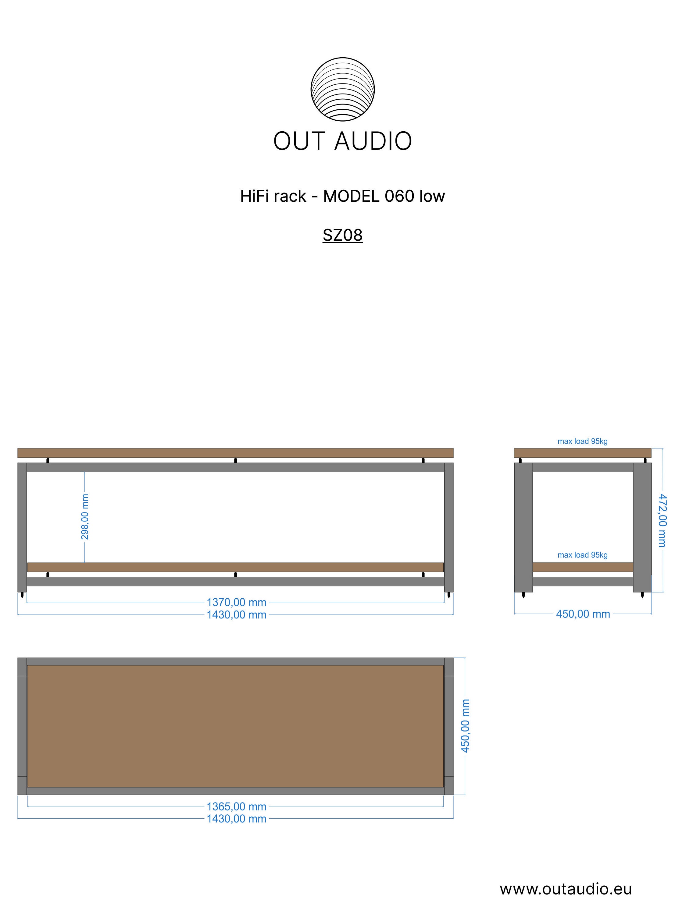 Hifi Audio Rack Cabinet Wood and Metal Construction for Turntable ...
