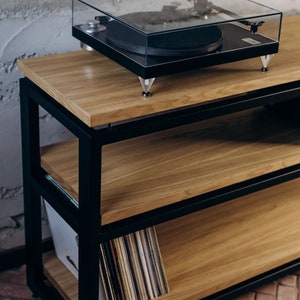 Easnuroz 2/3/4-Layer HiFi Audio Cabinet Wooden Shelves For Turntable