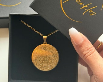 Ayatul Kursi Pendant Necklace: 18K Gold Islamic Quran Jewelry