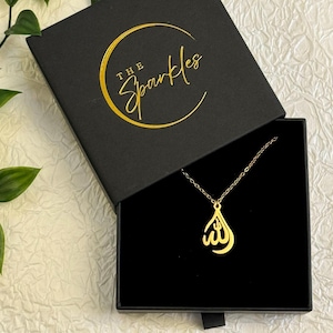 Allah Necklace Religious Gold Pendant | Muslim Jewelry Islamic Gift 18K Real Gold Plated Jewelry Presents | Protection verse | Everyday Wear