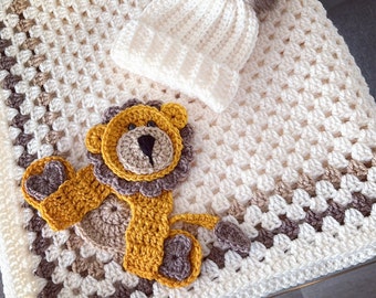 Crochet baby blanket | Lion baby blanket | Handmade baby blanket | Crocheted baby blanket | Handmade | Nursery| Nursery Gift | Newborn |