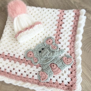 Crochet baby blanket | Elephant baby blanket | Handmade baby blanket | Crocheted baby blanket | Handmade | Nursery| Nursery Gift | Newborn |