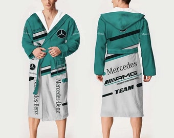 Men's Performance Team Hooded Bathrobe - Luxe Toweling Robe with Racing-Inspired Design