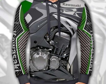 Sweat à capuche homme, t-shirt manches longues ou courtes motos de course Kawasaki