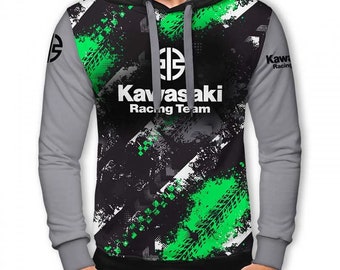 Sweat à capuche homme, t-shirt manches longues ou courtes motos de course Kawasaki