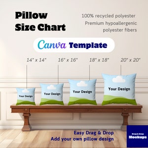 Kissen Mockup Größentabelle Kissen Canva Template Ziehen und ablegen Mockups
