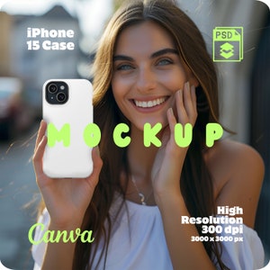 Phone Mockup for iPhone 15 Case, iPhone Mockup, Phone Case Mockup, Iphone Case Mockup Psd + Png + Jpg