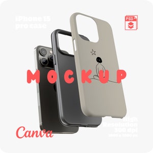 Handyhülle Mockup Iphone 15, Iphone Hülle Mockup Psd, Handyhülle Vorlage, iPhone Mockup, Robuste Handyhülle Mockup