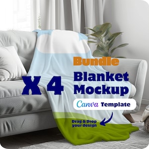 Blanket Mockup Smart Object Canva Blanket Mockup Bundle, Drag and Drop your design, Printify Dimensions Velveteen Throw Blanket Mockup