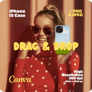 Phone Case Mockup Iphone 15, Iphone Case Mockup Drag and Drop Canva Phone Case, iPhone Mock up, Tough Phone Case Mockup