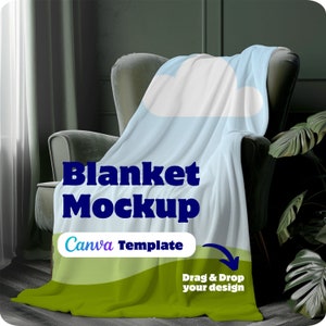 Blanket Mockup Smart Object Canva Blanket Mockup, Drag and Drop your design, Printify Dimensions Velveteen Throw Blanket Mockup