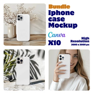 Iphone Case Mockup Bundle, Iphone Case Template Canva, Iphone mockup bundle, Phone Case Mockup