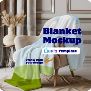 Blanket Mockup Smart Object Canva Blanket Mockup, Drag and Drop your design, Printify Dimensions Velveteen Throw Blanket Mockup