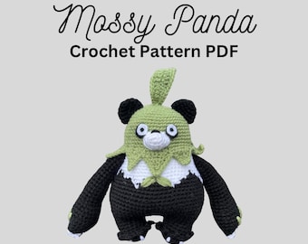 Patrón de Ganchillo Mossanda, Patrón PDF Palworld, SOLO Digital, Patrón Inglés, Amigurumi Único, Patrón de Ganchillo DIY, Panda, Musgo