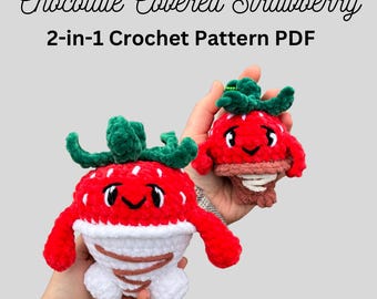 Strawbuddy, Strawbuddy recouvert de chocolat, modèle de crochet PDF à télécharger, amigurumi unique, modèle de porte-clés au crochet, peluche unique