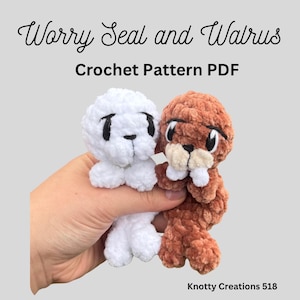 Worry Seal/Walrus Pattern, Swimmer, Anxiety Toy, Worry Animal,  PDF download for amigurumi, Unique Crochet Pattern, Snuggler, Stuffed Animal