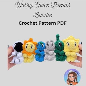 Worry Space Friends, 6 Pack, Crochet Pattern, Anxiety Plush, Pocket Friend, Worry Animal, PDF download for amigurumi, Unique Crochet Pattern