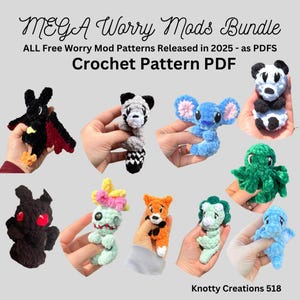 MEGA Worry Mod PDF Bundle 2025, 10 Mods, Weihnachten, Angst, Sorgentier, PDF-Download für Amigurumi, Einzigartige Häkelanleitung, Taschentier