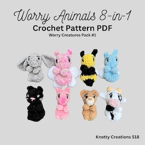 Worry Animals Häkelanleitung, Market Make, PDF-Download für Amigurumi, Unikat Häkelanleitung, Stofftier, Pocket Snuggler
